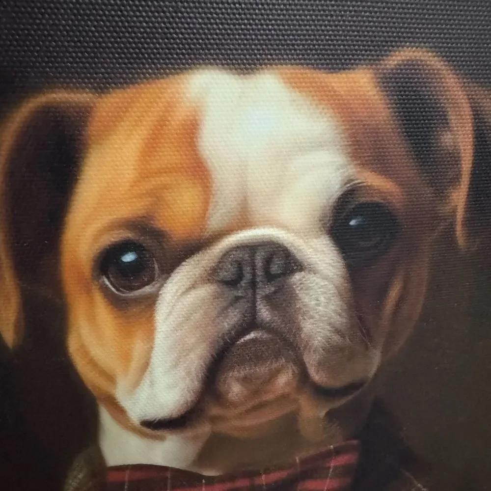 Pug Bowtie Wine Dog Portrait Wall Art Canvas Decor